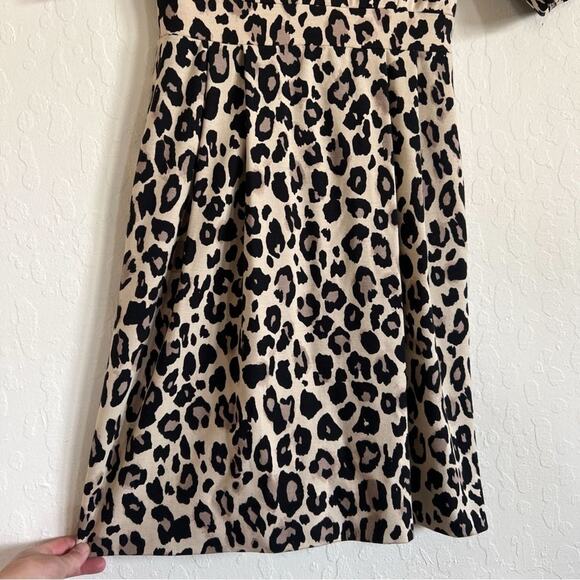 Kate Spade Leopard Print Ponte Knit Sheath Dress size 4 Short Sleeve Gold Zipper - Picture 3 of 8